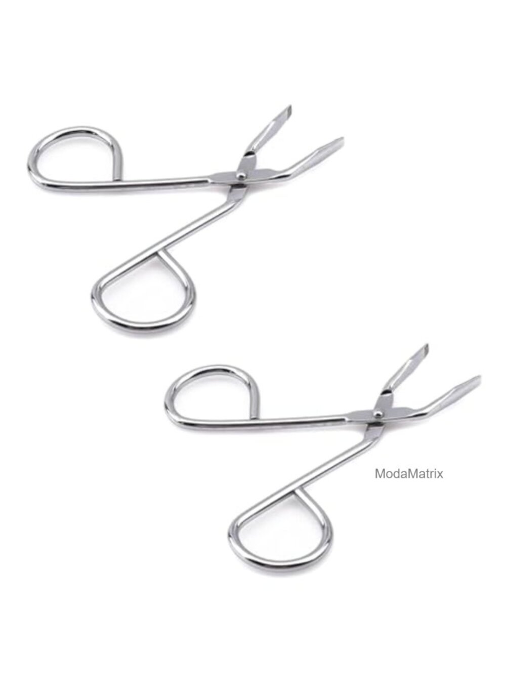 2Pc Stainless Steel Eyebrow Tweezers Flat Tip Elbow Plier Hair Removal
